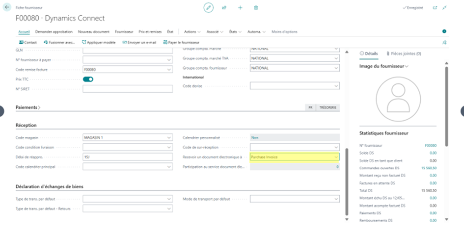 Configurer un fournisseur PEPPOL (ex. Dynamics Connect).