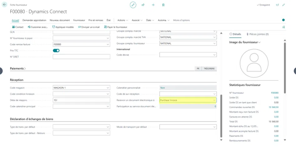 Configurer un fournisseur PEPPOL (ex. Dynamics Connect).