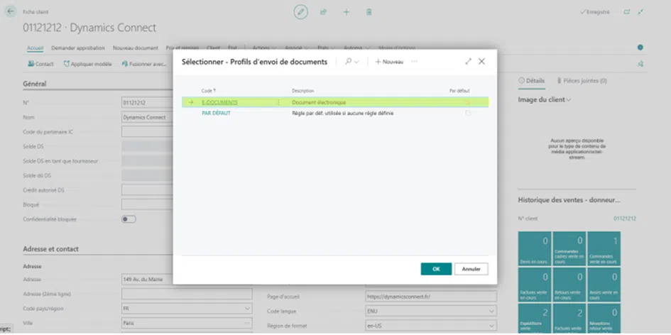Associer le format d’export à chaque client (fiche client → "Profil E-document").