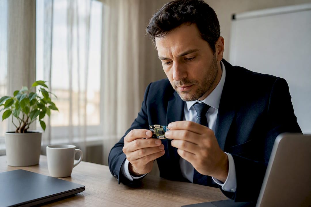 Un technicien en train de configurer un serveur dans une salle informatique