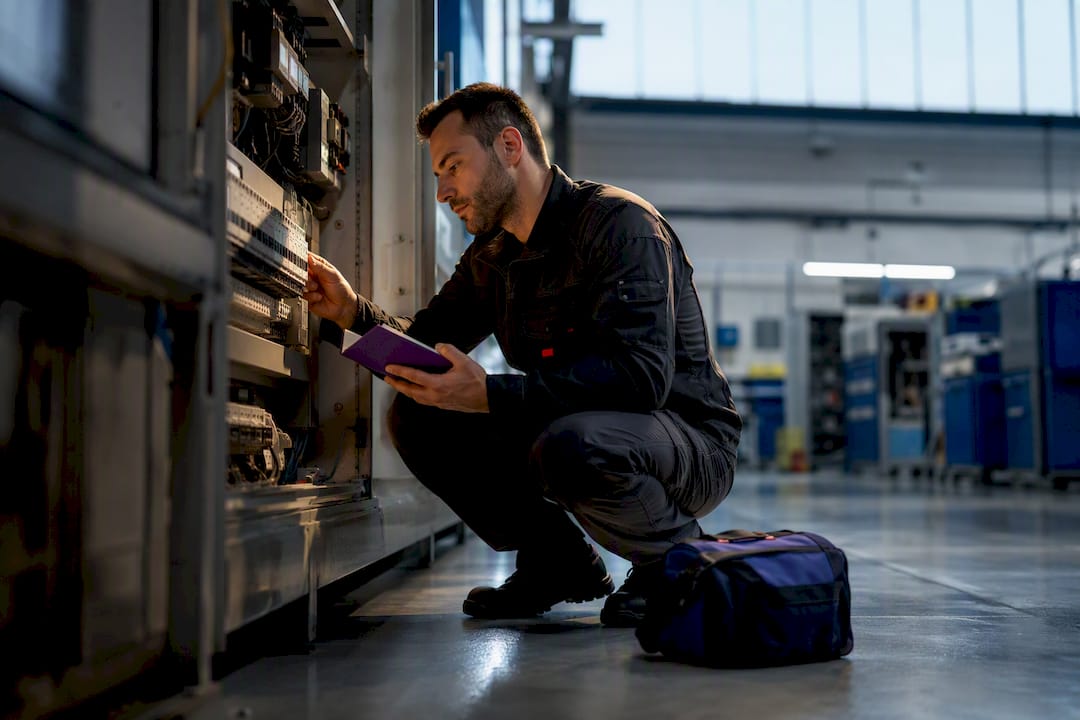 Technicien en train de préparer une intervention de maintenance