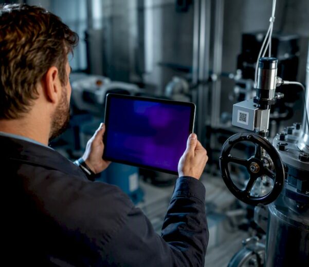 Le responsable effectue le scan d’un équipement de maintenance